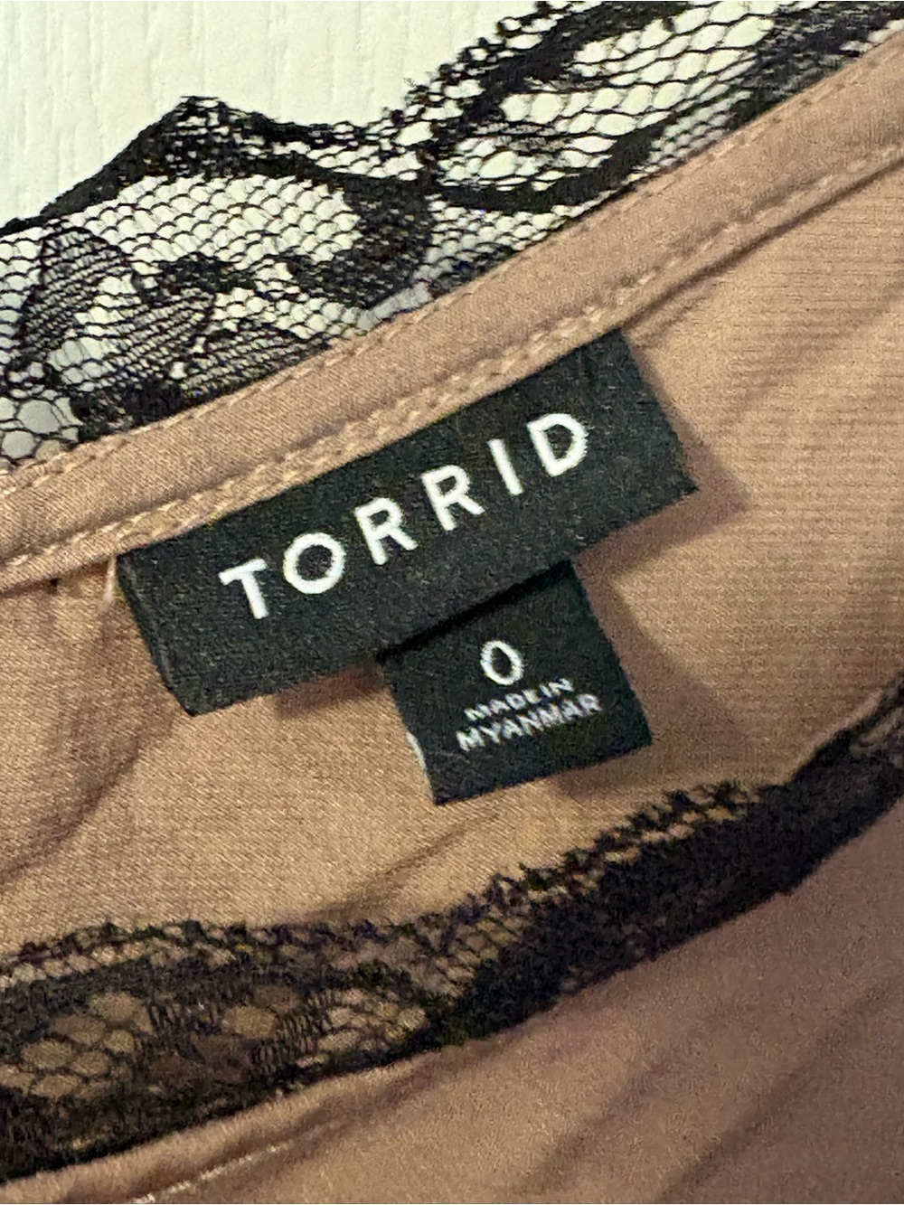 Torrid Brown Cami with Black Lace Trim - Picture 2 of 2